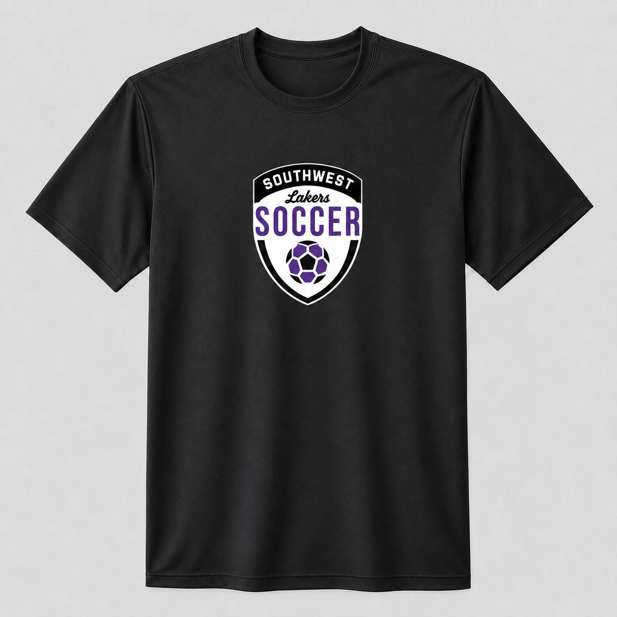 Southwest Lakers Soccer Shield printed tee in black
