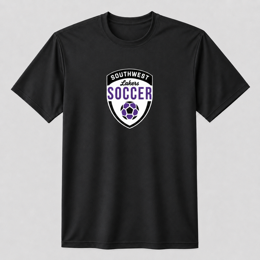Southwest Lakers Soccer Shield printed tee in black