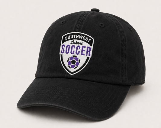 Southwest Lakers Soccer shield Valucap dad cap in black