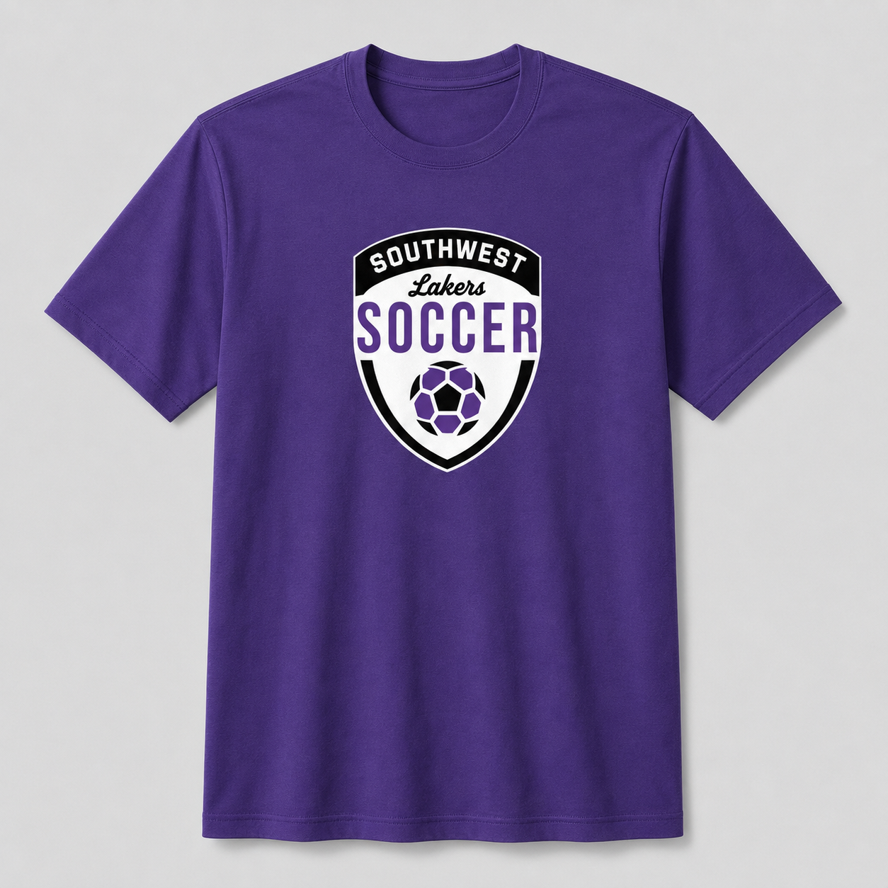 Southwest Lakers Soccer Shield printed tee in purple