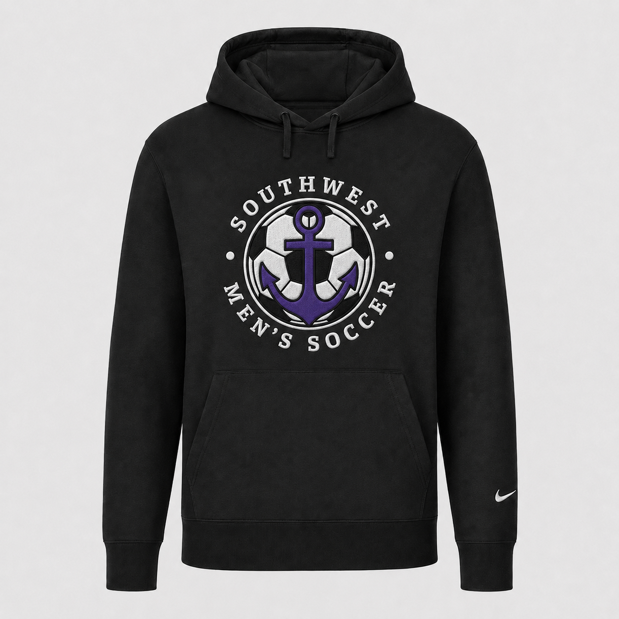 Southwest men's soccer ball anchor Nike twill hoodie in black