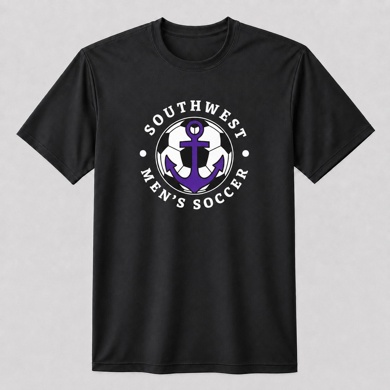 Southwest men's soccer ball anchor printed tee in black