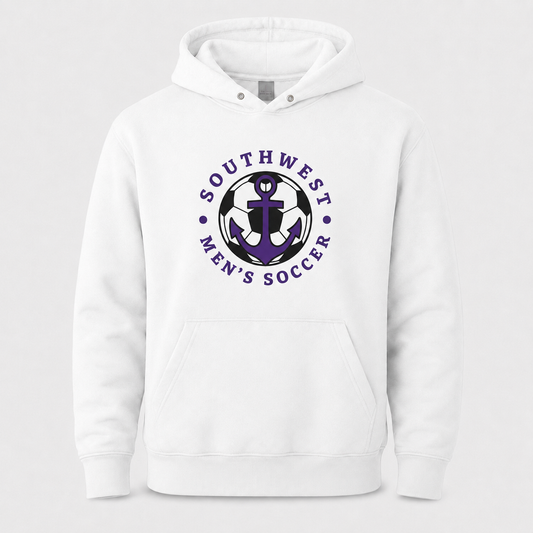 Southwest men's soccer ball anchor Nike twill hoodie in white