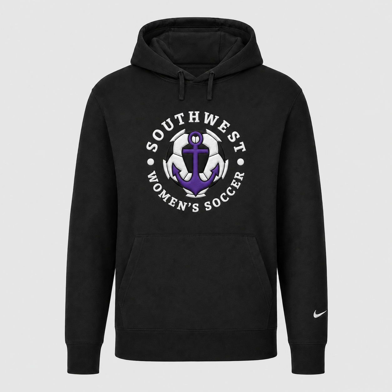 Southwest women's soccer ball anchor Nike twill hoodie in black