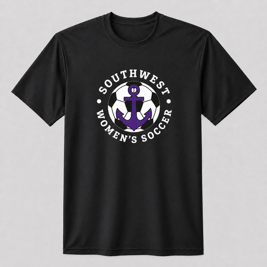 Southwest women's soccer ball anchor printed tee in black
