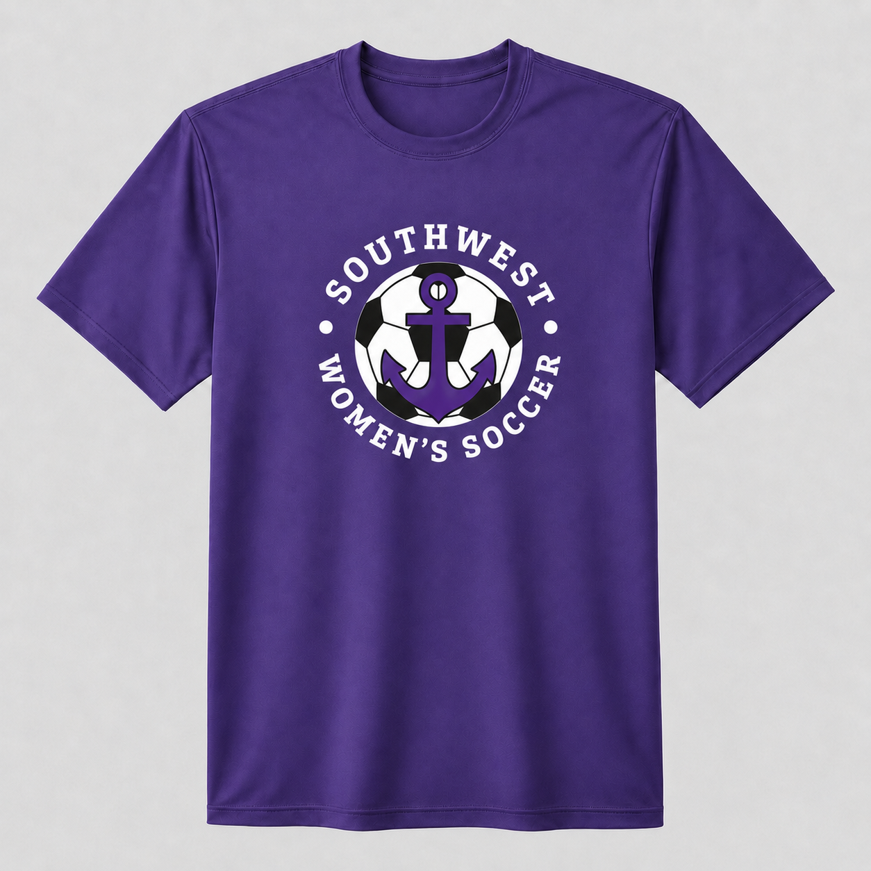 Southwest women's soccer ball anchor printed tee in purple