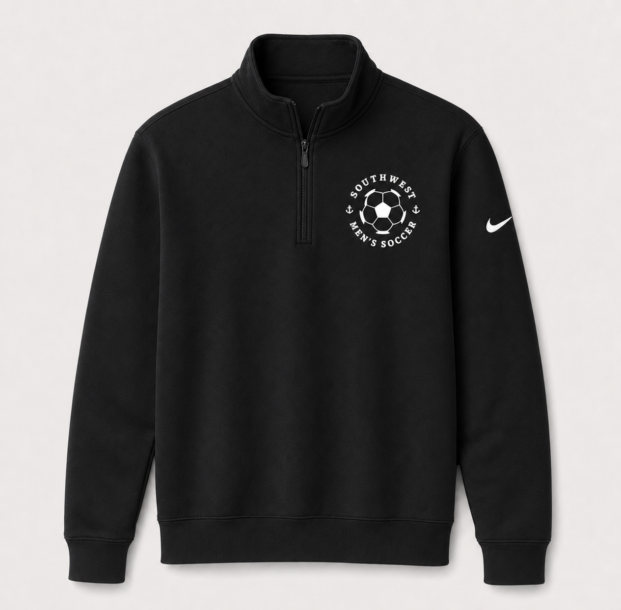 Southwest men's soccer ball Nike Club Fleece half zip in black