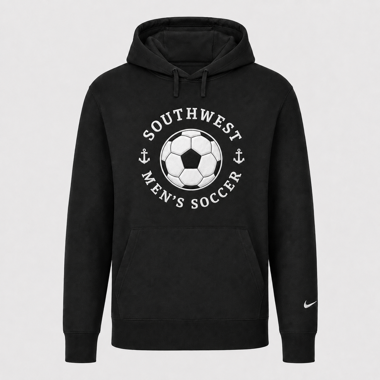 Southwest men's soccer ball Nike twill hoodie in black
