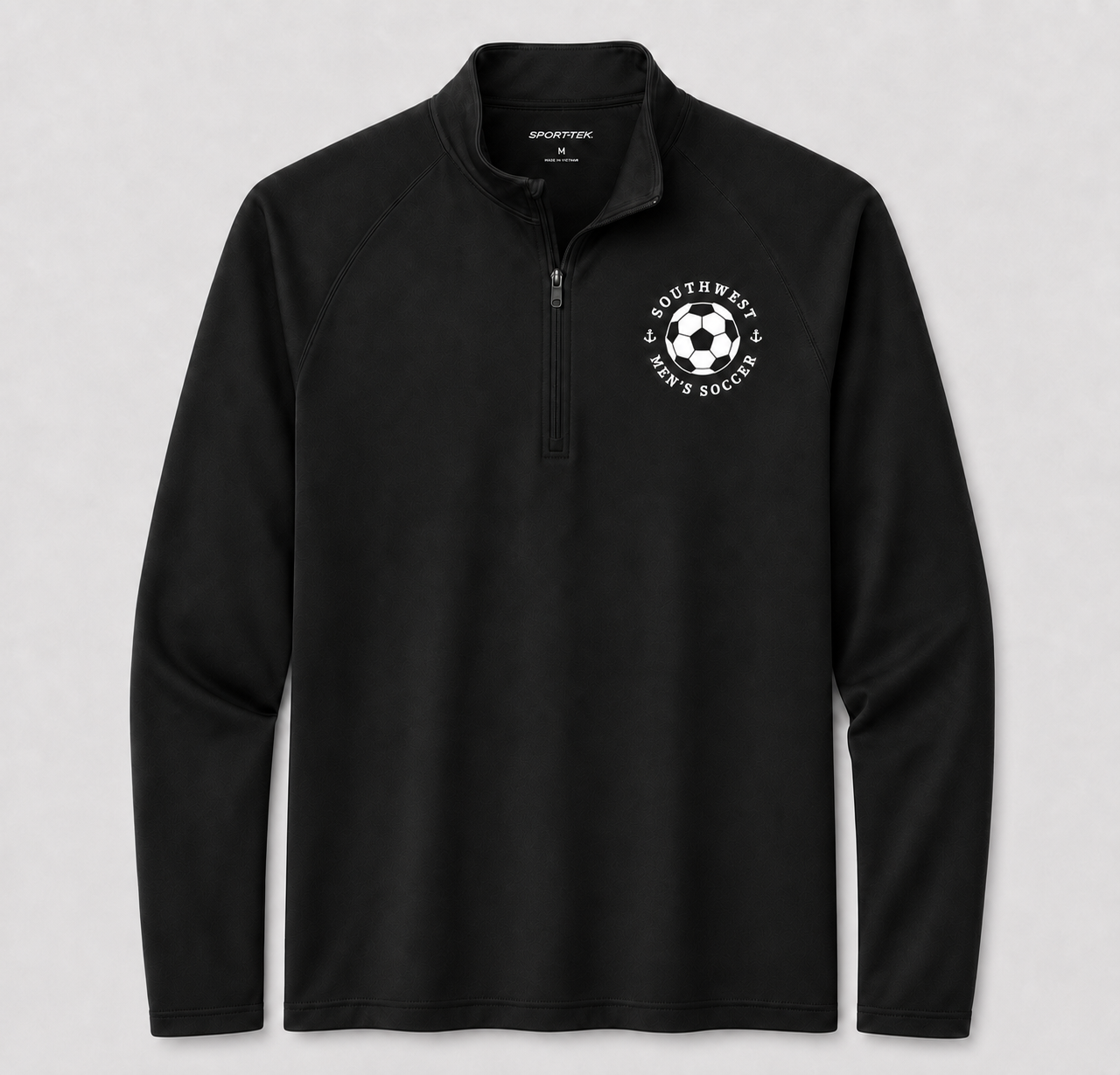 Southwest men's soccer ball Sport-Tek quarter zip in black