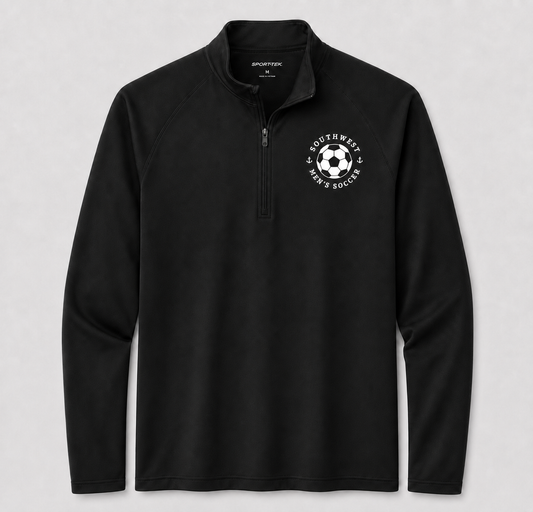 Southwest men's soccer ball Sport-Tek quarter zip in black