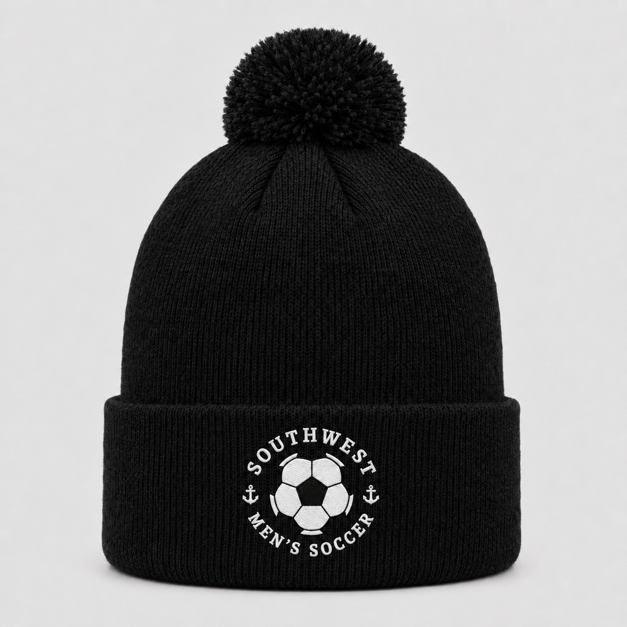 Southwest men's soccer ball Sportsman pom beanie in black