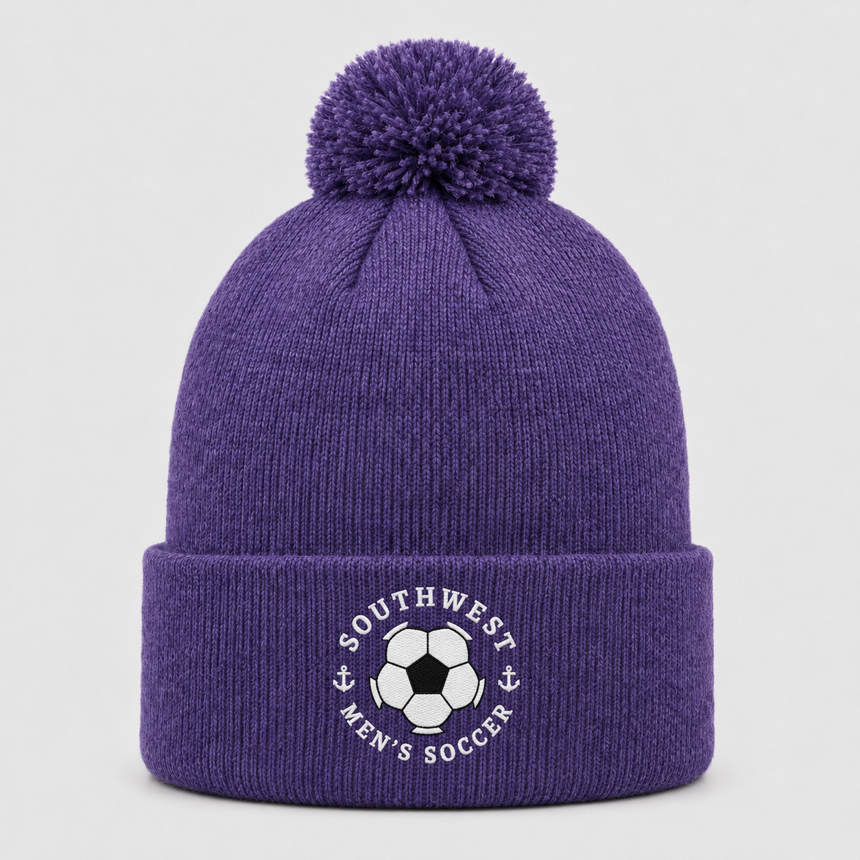 Southwest men's soccer ball Sportsman pom beanie in heather purple