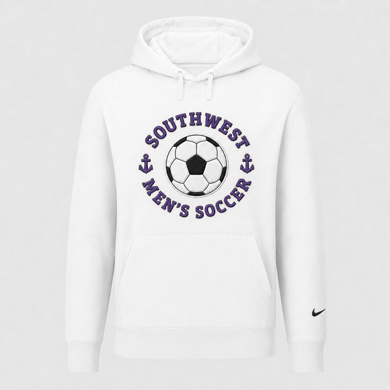 Southwest men's soccer ball Nike twill hoodie in white