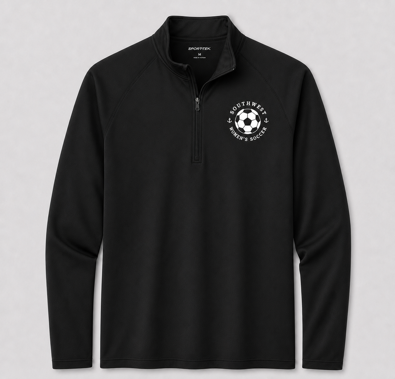 Southwest women's soccer ball Sport-Tek quarter zip in black