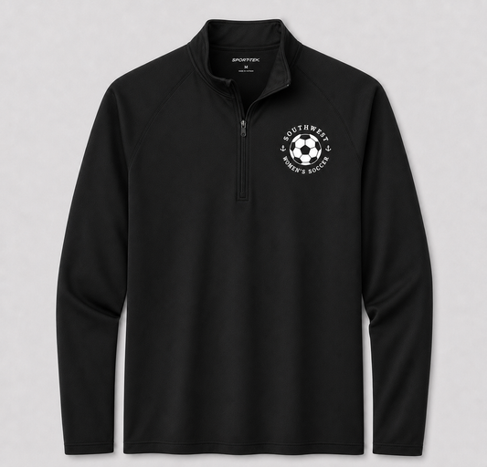 Southwest women's soccer ball Sport-Tek quarter zip in black