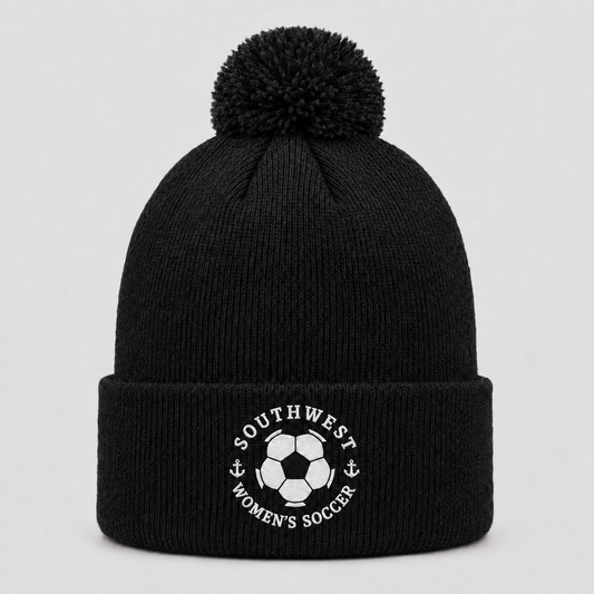 Southwest women's soccer ball Sportsman pom beanie in black