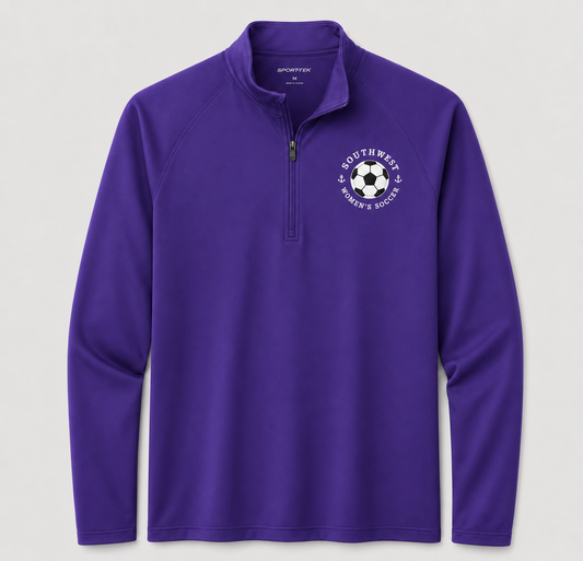 Southwest women's soccer ball Sport-Tek quarter zip in purple