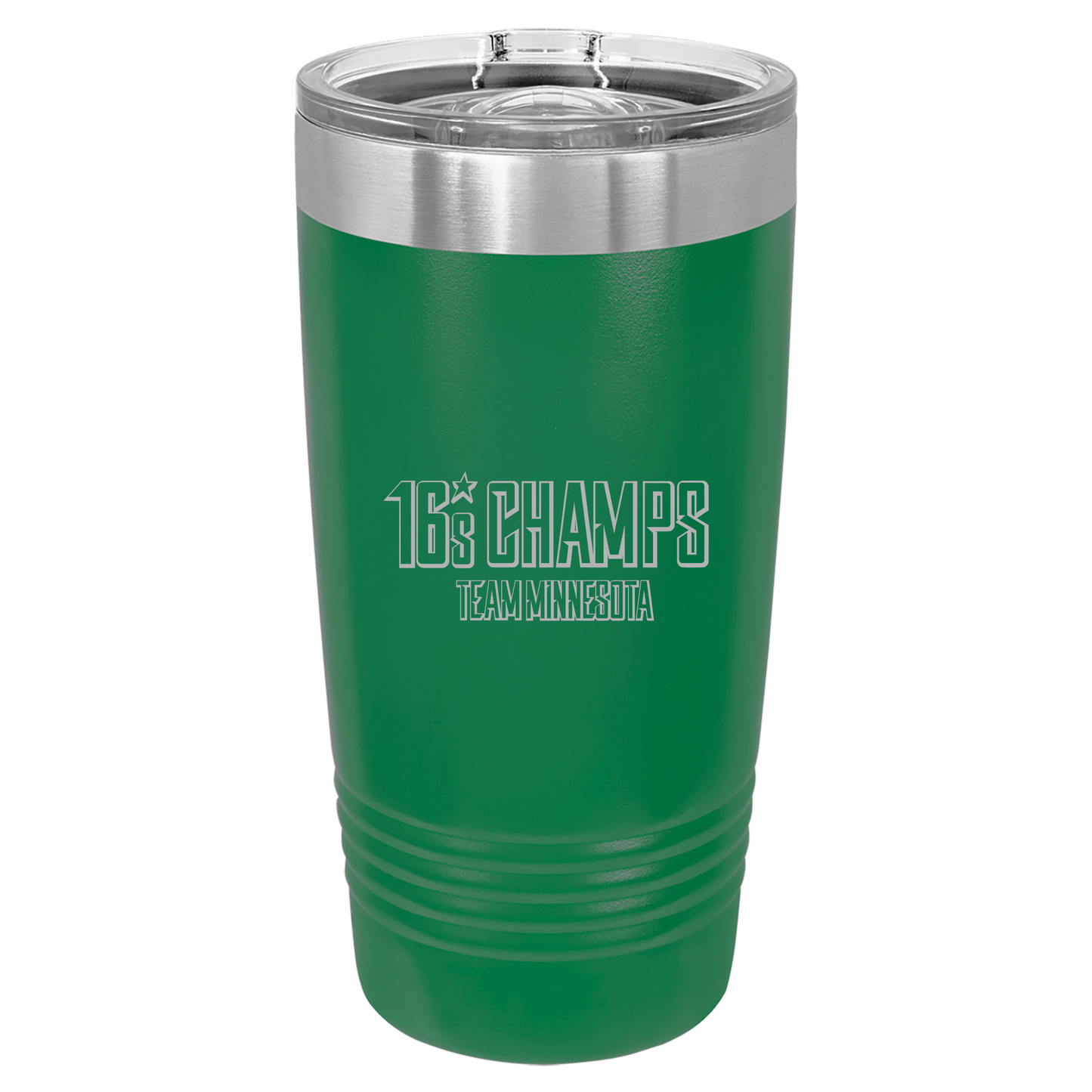 Team MN 16s Champs engraved green 20 oz tumbler