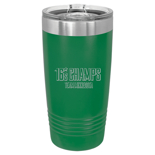 Team MN 16s Champs engraved green 20 oz tumbler