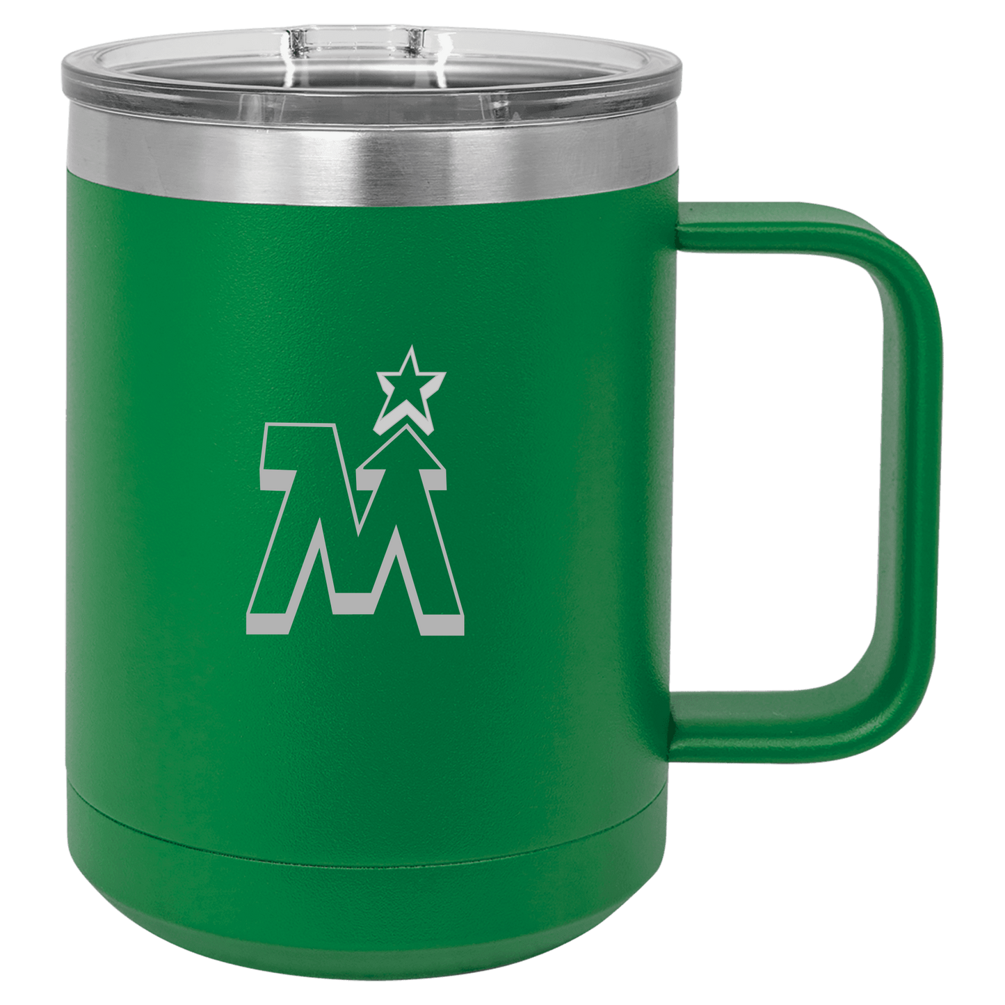 Team MN logo engraved green 15 oz coffee mug