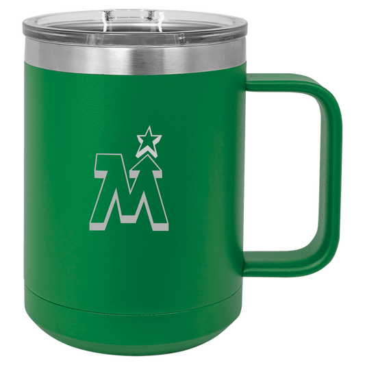 Team MN logo engraved green 15 oz coffee mug
