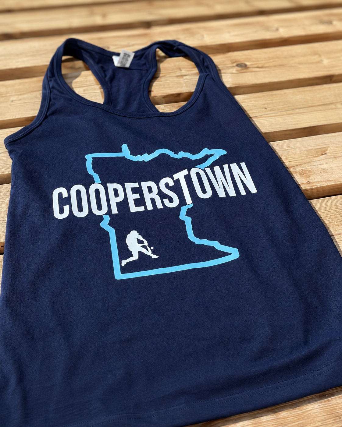Finished custom baseball tank top with Minnesota print