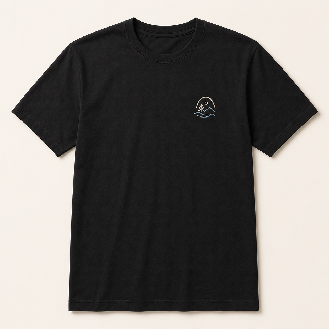 Black custom printed cotton t-shirt with subtle left chest Minnesota-inspired artwork by TTN Custom Apparel