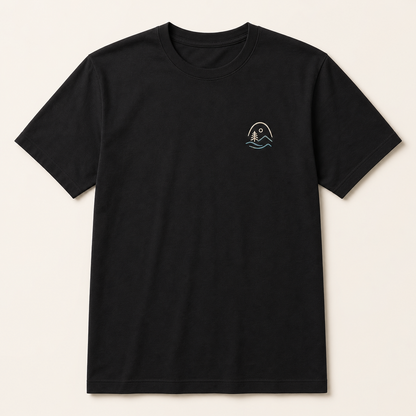Black custom printed cotton t-shirt with subtle left chest Minnesota-inspired artwork by TTN Custom Apparel