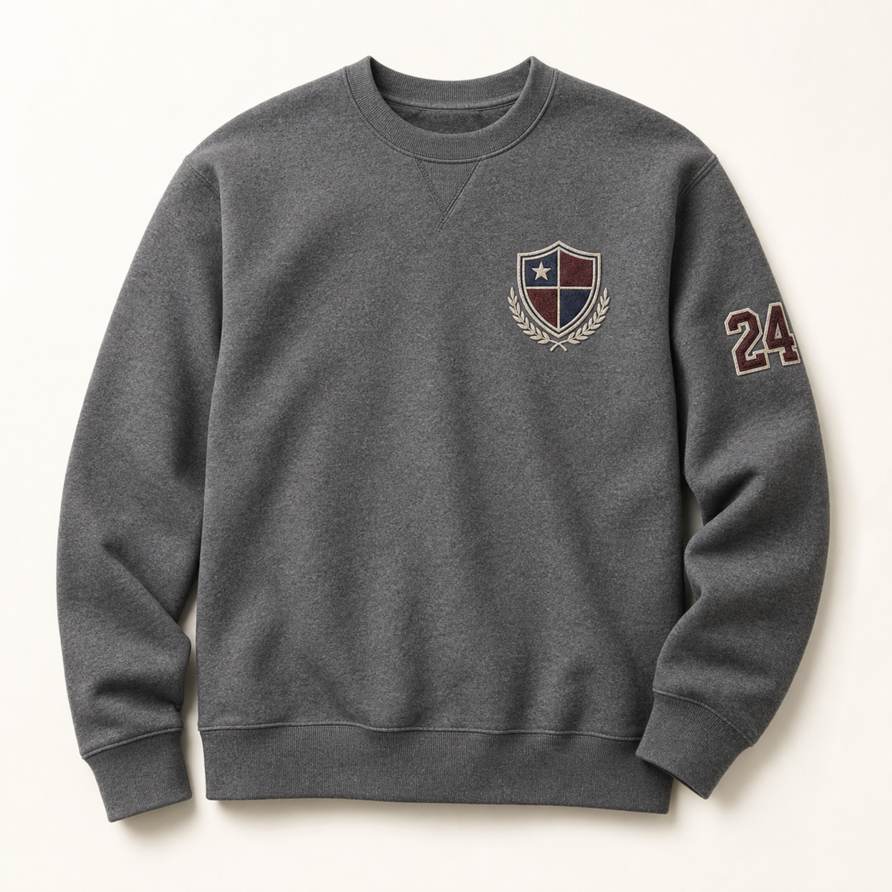 Custom sports parent crewneck sweatshirt with clean embroidery and sleeve number by TTN Custom Apparel