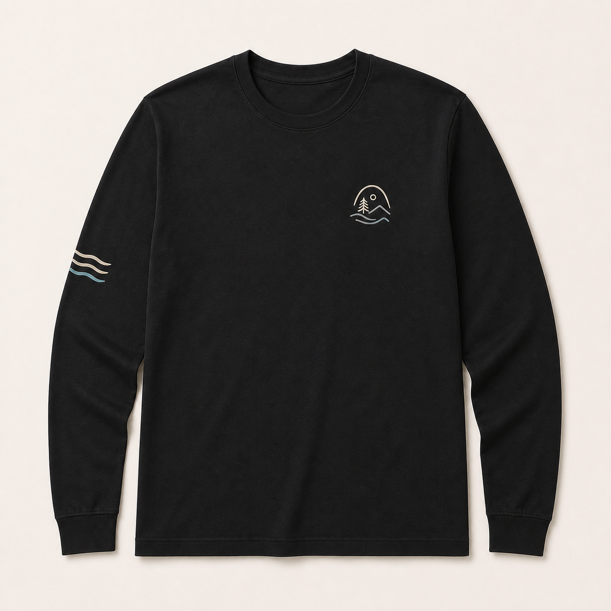 Black custom long sleeve t-shirt color variant by TTN Custom Apparel