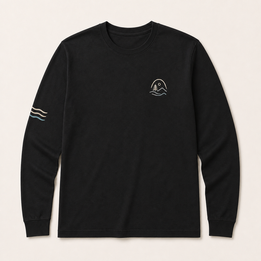 Black custom long sleeve t-shirt color variant by TTN Custom Apparel