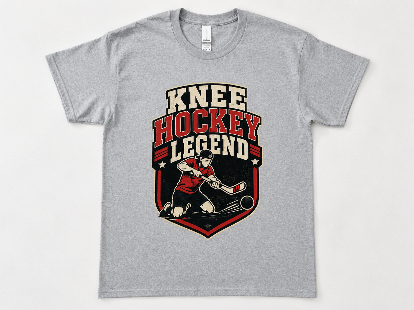 TTN Originals Knee Hockey Legend printed t-shirt in heather gray front view