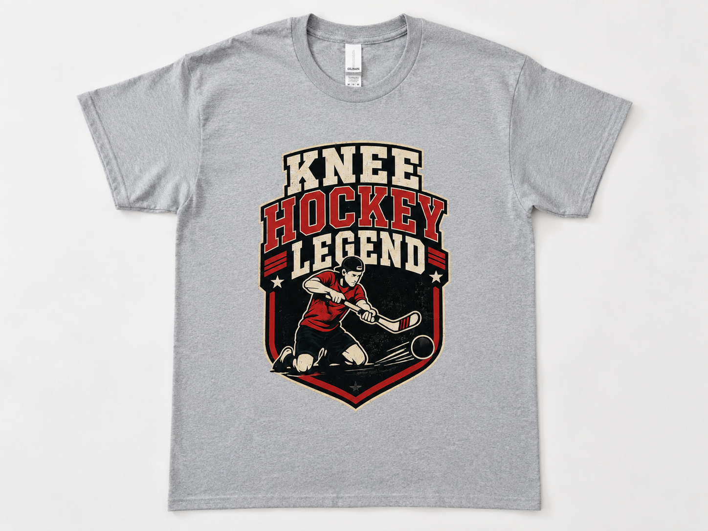 TTN Originals Knee Hockey Legend printed t-shirt in heather gray front view