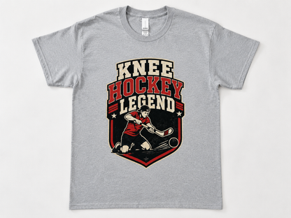 TTN Originals Knee Hockey Legend printed t-shirt in heather gray front view