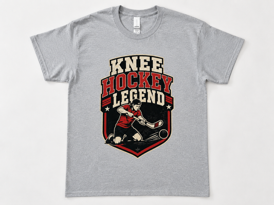 TTN Originals Knee Hockey Legend printed t-shirt in heather gray front view