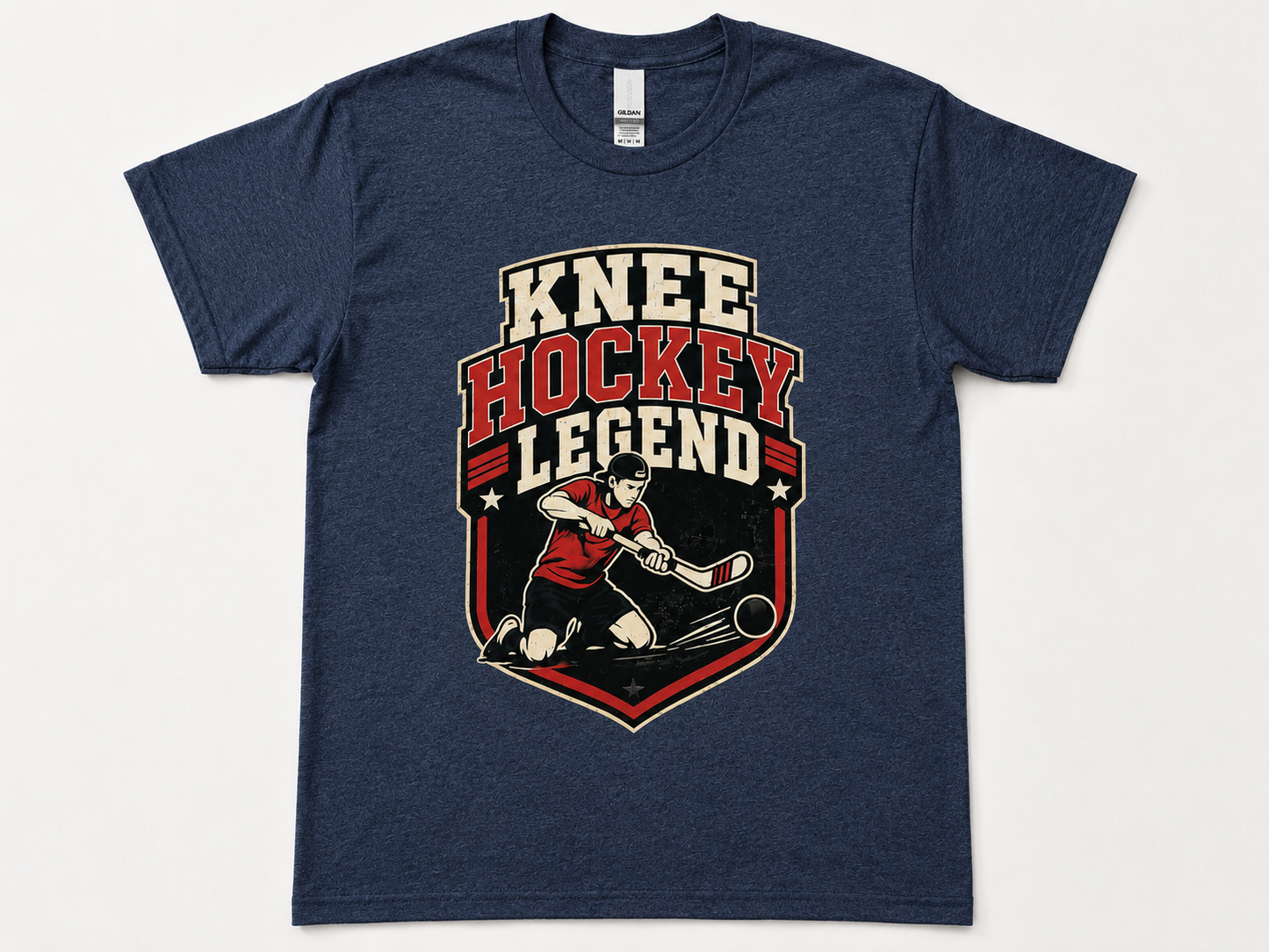 TTN Originals Knee Hockey Legend printed t-shirt in heather navy front view
