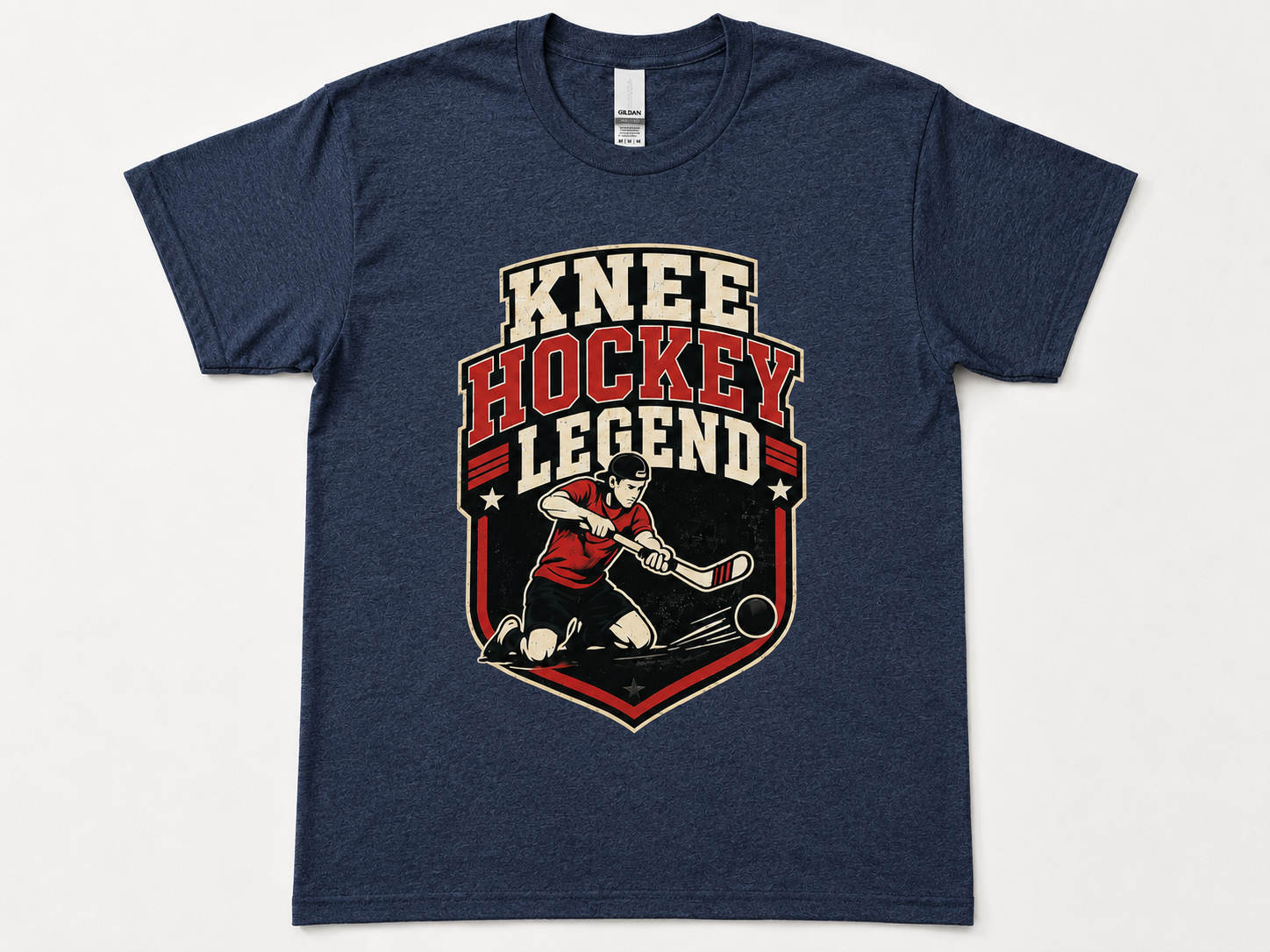 TTN Originals Knee Hockey Legend printed t-shirt in heather navy front view