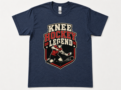 TTN Originals Knee Hockey Legend printed t-shirt in heather navy front view