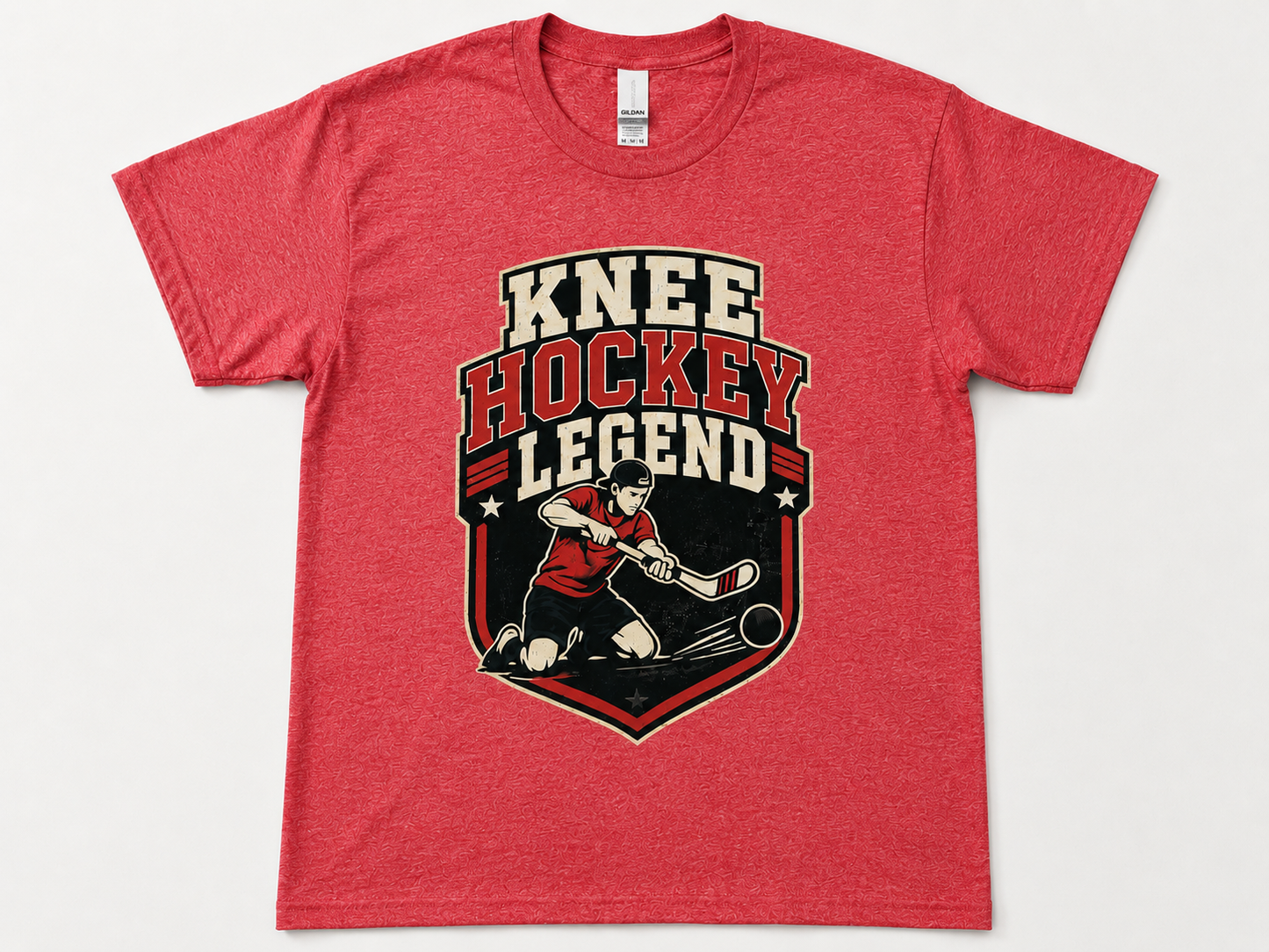 TTN Originals Knee Hockey Legend printed t-shirt in heather red front view