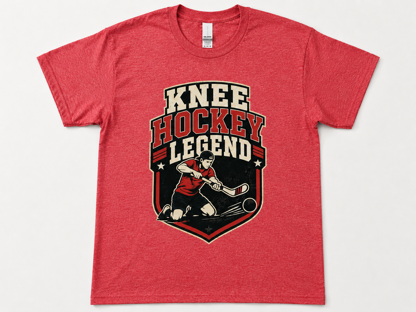 TTN Originals Knee Hockey Legend printed t-shirt in heather red front view