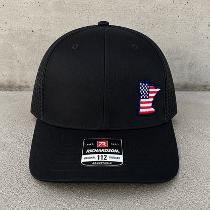TTN Originals Minnesota USA Richardson 112 trucker hat in black front view
