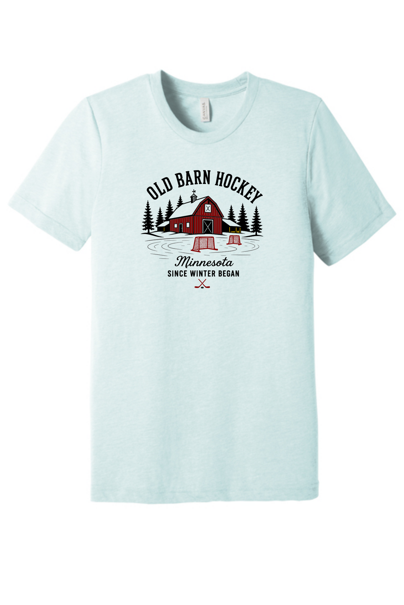 TTN Originals Old Barn Hockey printed t-shirt in ice blue triblend