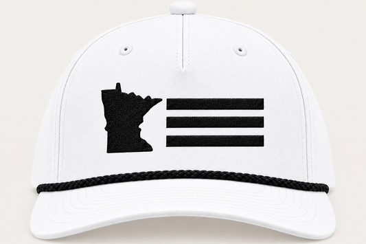 TTN Originals True North Bar Richardson classic rope hat in white and black on a light background