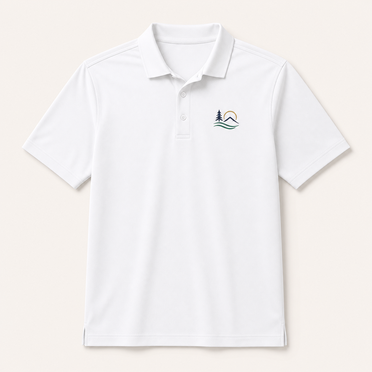 White custom embroidered performance polo color variant by TTN Custom Apparel